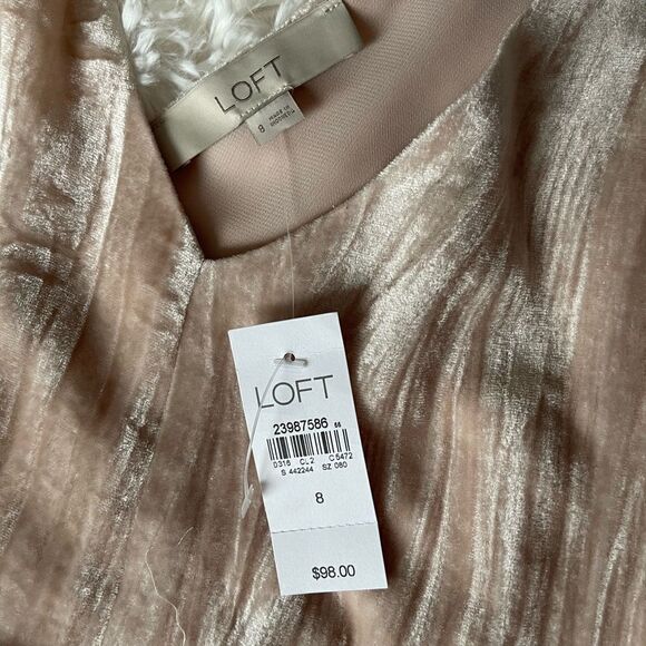 Loft NWT sleeveless v neck crushed velvet swing dress size 8 - Picture 6 of 13